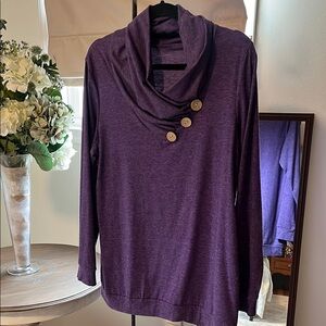 Women's Purple Cowl Neck Sweater